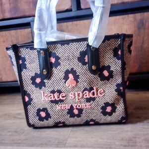 **KATE SPADE*" Ella Herringbone Floral Small Canvas Printed Crossbody Tote Women